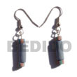 Handmade dangling pastel blue wood tube w/ coco splashing Wooden Earrings