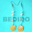 Handmade floating 15mm MOP scallop w/ white rose alt. Shell Earrings