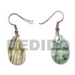 wood bangles dangling oval green shell Shell Earrings
