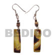 dangling 30x10mm black lip bar w/ horn bead accent earrings