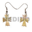 dangling 19x14mm MOP cross earrings