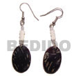 dangling 16x23mm black tab oval shell w/ bamboo