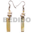 Handmade dangling 35mmx7mm MOP bar w/ white rose and Shell Earrings