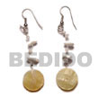 Handmade dangling 20mm round MOP w/ beads & white Shell Earrings