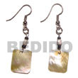Handmade dangling 25mmx30mm rectangular black lip w/ troca beads Shell Earrings