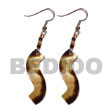 wood bangles dangling wavy brownlip tiger 32mmx9mm Shell Earrings