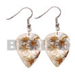Handmade 35mm inverted eardrop hammershell w/  embossed handpainted Hand Painted Earrings