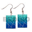 35mm x 25mm rectangular blue capiz w/  handpainted design