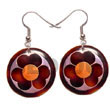 Handmade 35mm round blacktab w/  embossed handpainted design Hand Painted Earrings