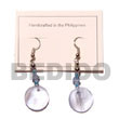 Handmade dangling round 25mm aqua blue hammershell Shell Earrings