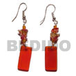 Handmade dangling rectangular horn w/ crystal nuggets Horn Earrings