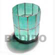 round aqua blue capiz candle holder