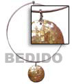 nickel free silver hoop ring - brown lip pendant