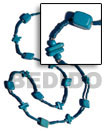 blue wood beads / coco square cut combi