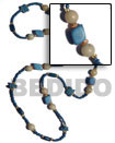 blue wood beads / coco square cut /buri