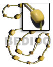yellow wood beads/ coco square cut combi in