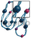 2 rows tassled baby blue glass beads w/