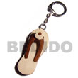 Handmade wooden beach slipper w/ flower accent keychain Key chains