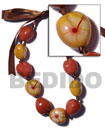 wooden imitation kukui nut  choker / red