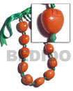 wooden imitation kukui nut  choker / orange