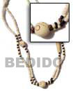 Handmade coco pokalet with wood burning necklace Multi Row Necklace