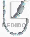 turquoise blue buri seed tube necklace