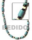 Handmade turquoise blue wood tube necklace Natural Necklace