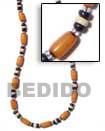 buri orange tube w/ glass beads necklace