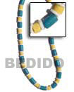 Handmade wood tube w/ white shell alternate necklace Pastel Color Wood Beads Necklace