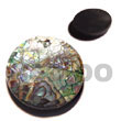 wood bangles round paua shell w/ resin backing 40mm pendants Shell Pendant
