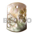 Handmade black lip dog tag w/ embossed flower pendants Shell Pendant