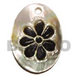 Handmade black lip dog tag w/  flower skin Shell Pendant