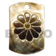 Handmade dog tag blacklip w/ embossed flower pendants Shell Pendant