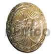 Handmade oval black lip w/ intricate lady carving Shell Pendant