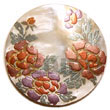 Handmade round 40mm hammershell w/ handpainted design-floral/embossed pen Hand Painted Pendant