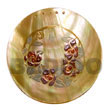 round 40mm mop w/ handpainted design - floral/embossed pendants