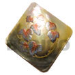 Handmade square 40mm blacklip w/ handpainted design - fern Hand Painted Pendant