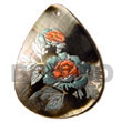 Handmade 40mm teardrop blacklip tiger w/ handpainted design -floral/embos Hand Painted Pendant