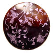 Handmade round 40mm black tab  w/ handpainted design Hand Painted Pendant