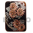Handmade rectangular 40mm black tab w/ handpainted design - Hand Painted Pendant