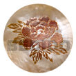 Handmade round 40mm MOP w/ handpainted design - floral/embossed Hand Painted Pendant