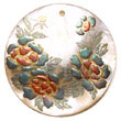 Handmade round 40mm hammershell w/ handpainted design - floral/embossed Hand Painted Pendant