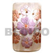 Handmade rectangular 40mm hammershell w/ handpainted design - floral/embo Hand Painted Pendant