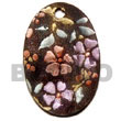 Handmade oval  40mm blacktab w/ handpainted design - Hand Painted Pendant