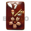 wood bangles rectangular 40mm black tab w/ handpainted design - Hand Painted Pendant