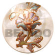 Handmade round 40mm hammershell w/ handpainted design - floral/embossed Hand Painted Pendant