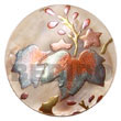 Handmade round 40mm hammershell w/ handpainted design - fern/embossed Hand Painted Pendant