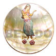 Handmade round 40mm MOP w/ handpainted design - hula Hand Painted Pendant