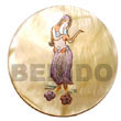 Handmade round 40mm MOP w/ handpainted design - hula Hand Painted Pendant