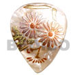 Handmade nverted teardrop 45mm hammershell w/ handpainted design - Hand Painted Pendant